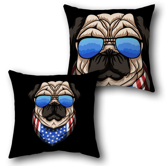 Patriotic Pug Cool Vibes    Design Cushion Single (Front & Back)
