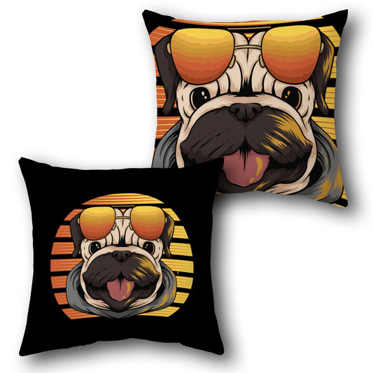 Sun Vibes Pug    Design Cushion Single (Front & Back)