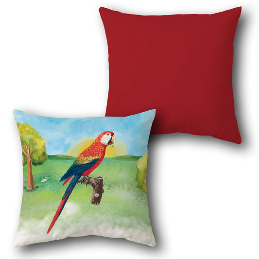 Scarlet Macaw Meadow     Design Cushion Single (Front & Back)