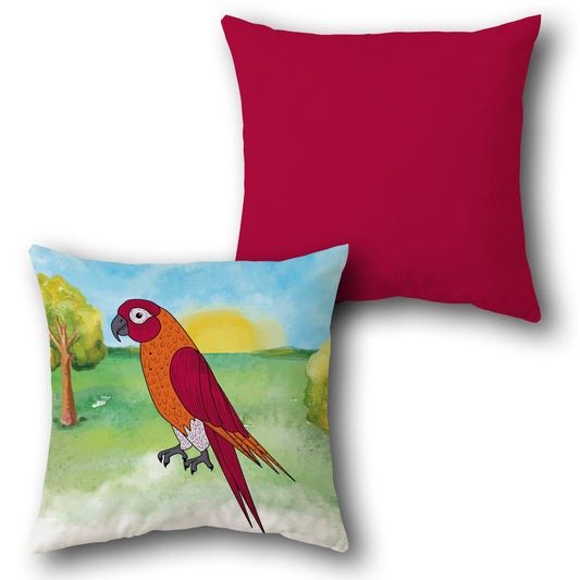 Crimson Ember Parrot     Design Cushion Single (Front & Back)