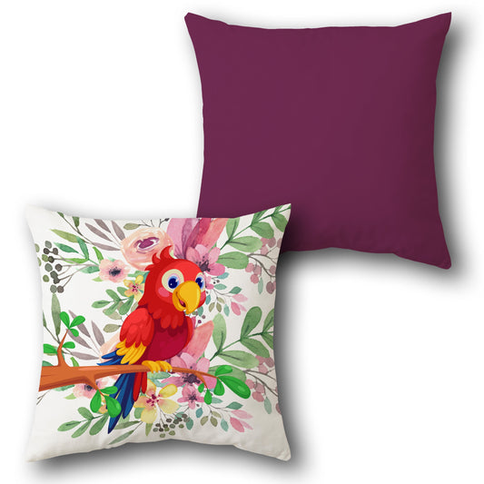 Scarlet Parrot Garden     Design Cushion Single (Front & Back)