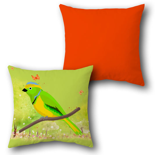  Tropical Serenity Green Parrot    Design Cushion Single (Front & Back)