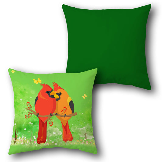 Lovebirds in Spring     Design Cushion Single (Front & Back)