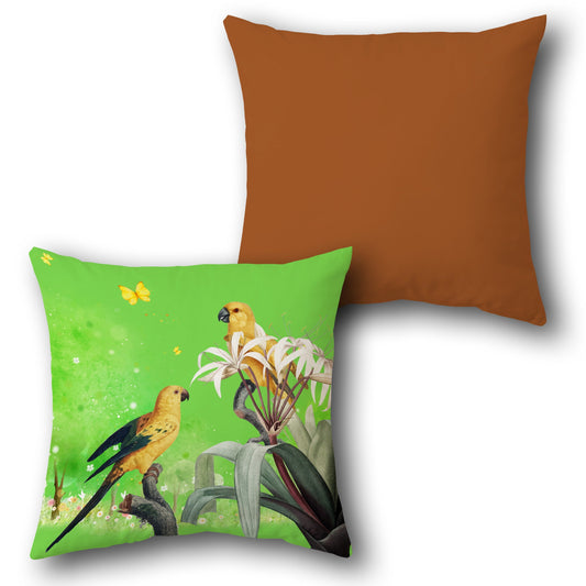 Golden Parakeets in Bloom     Design Cushion Single (Front & Back)