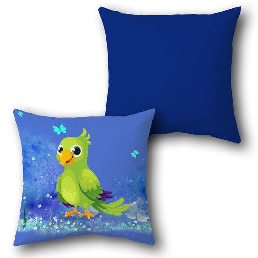 Cheerful Cartoon Parrot     Design Cushion Single (Front & Back)