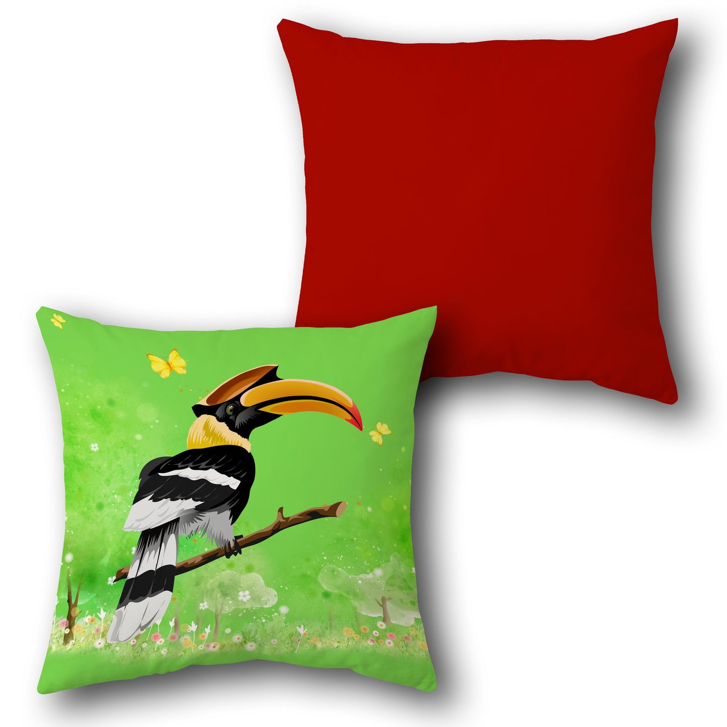 Great Hornbill Tropical     Design Cushion Single (Front & Back)