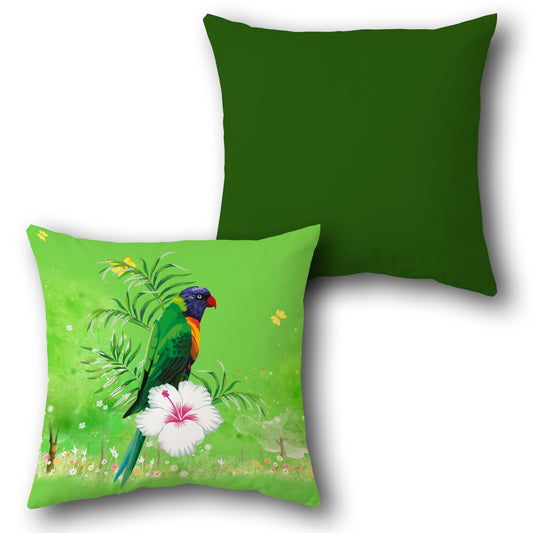 Rainbow Lorikeet Floral     Design Cushion Single (Front & Back)