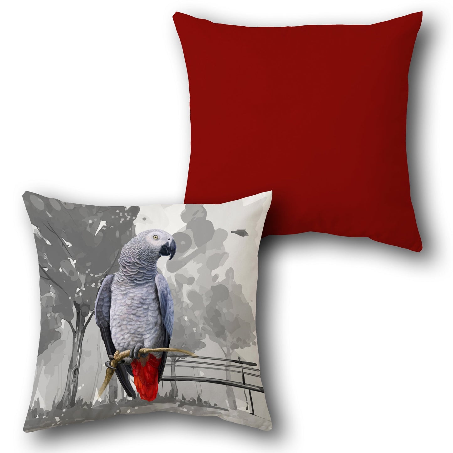 Classic African Grey Parrot    Design Cushion Single (Front & Back)