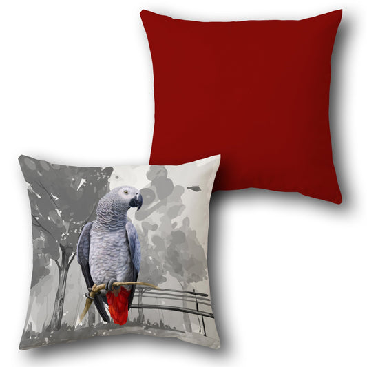 Classic African Grey Parrot    Design Cushion Single (Front & Back)