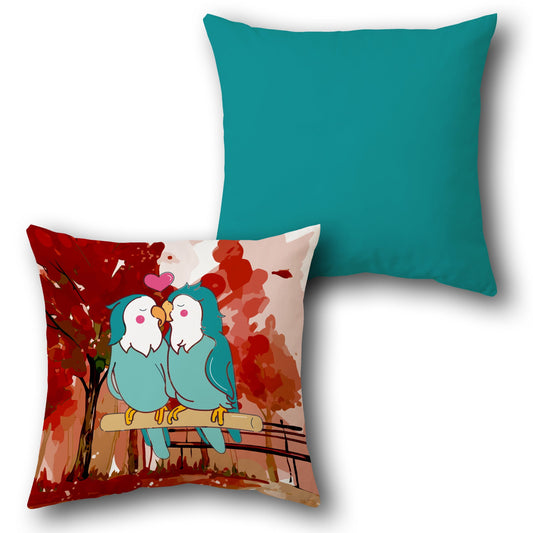 Teal Lovebirds    Design Cushion Single (Front & Back)