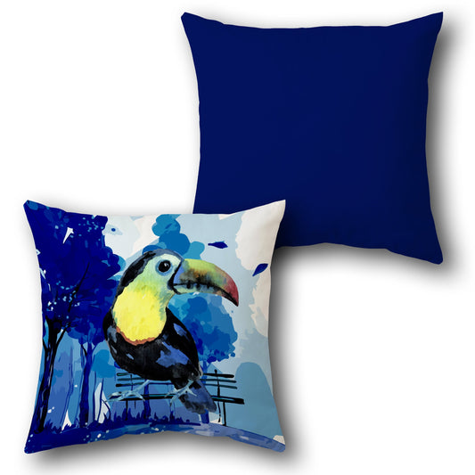 Blue Rainforest Toucan     Design Cushion Single (Front & Back)