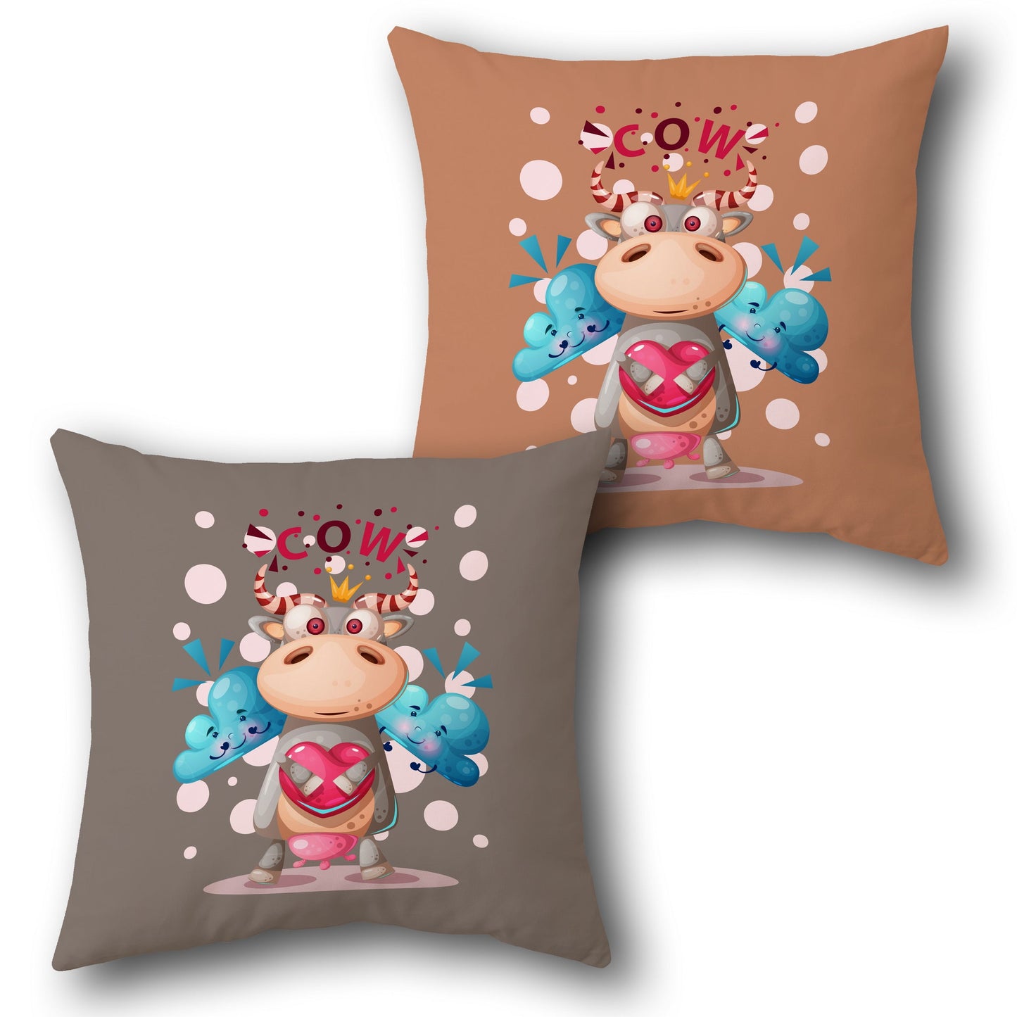 Cuddly Cow    Design Cushion Single (Front & Back)