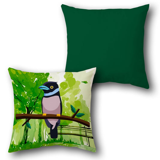 Blue Beak Jungle Bird     Design Cushion Single (Front & Back)