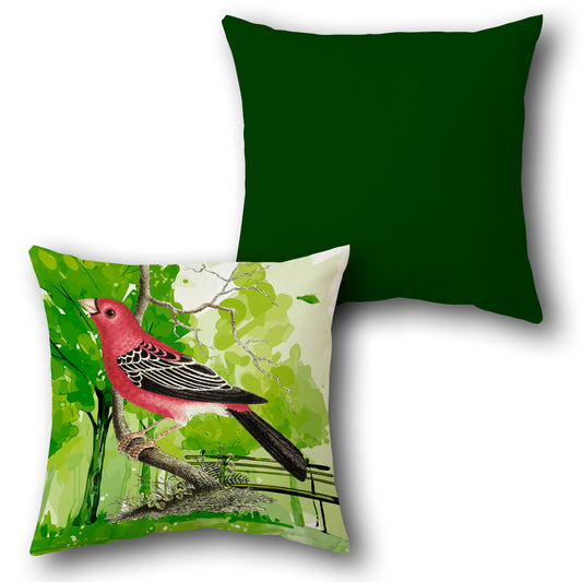 Scarlet Tanager Bird Jungle    Design Cushion Single (Front & Back)