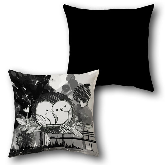 Monochrome Love Birds    Design Cushion Single (Front & Back)