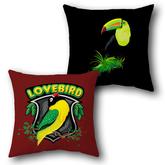 Tropical Lovebird & Toucan     Design Cushion Single (Front & Back)