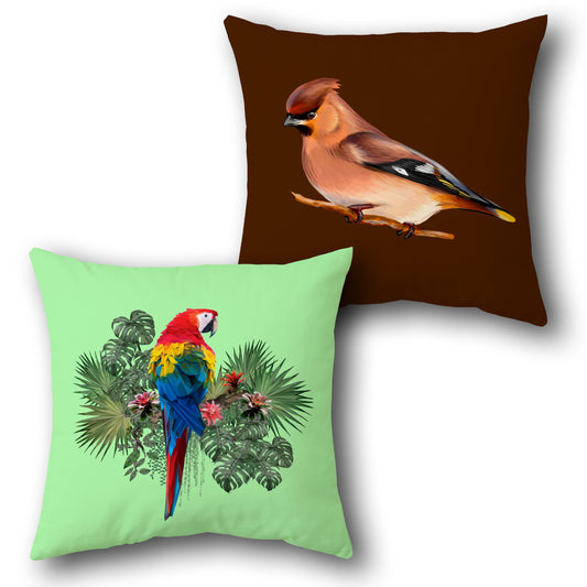 Tropical Parrot & Songbird     Design Cushion Single (Front & Back)