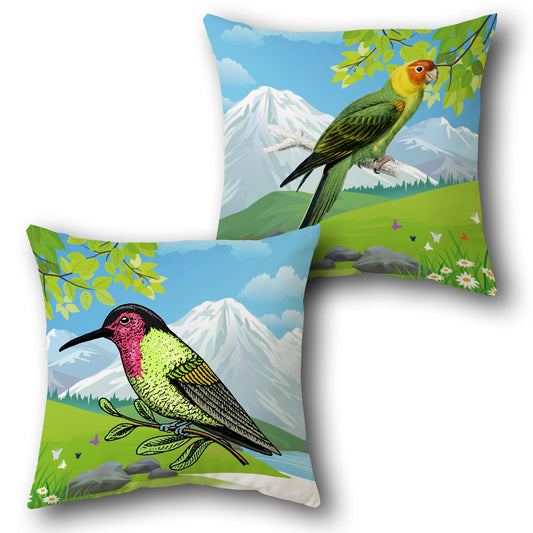 Mountain Birds Scenic     Design Cushion Single (Front & Back)