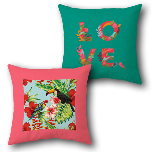 Tropical Love Birds    Design Cushion Single (Front & Back)