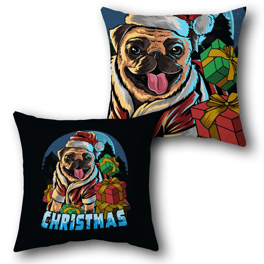 Santa Pug Christmas    Design Cushion Single (Front & Back)