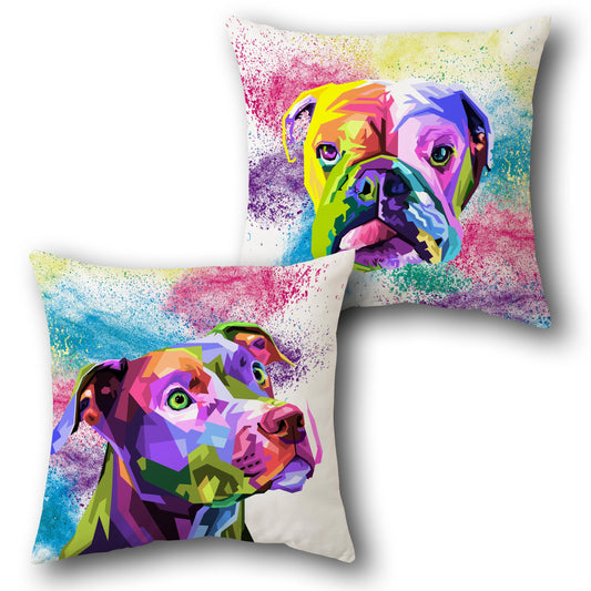 Vivid Pop Art Dog    Design Cushion Single (Front & Back)