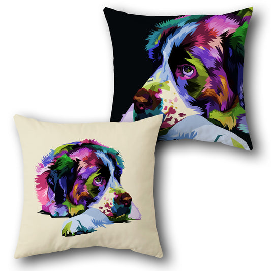 Pop Art St. Bernard Dog     Design Cushion Single (Front & Back)