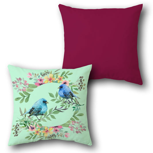 Spring Songbird Floral     Design Cushion Single (Front & Back)