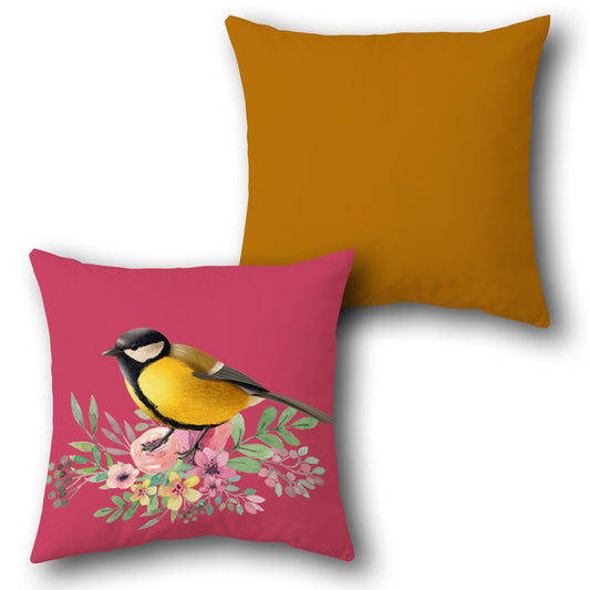 Golden Finch Blossom     Design Cushion Single (Front & Back)