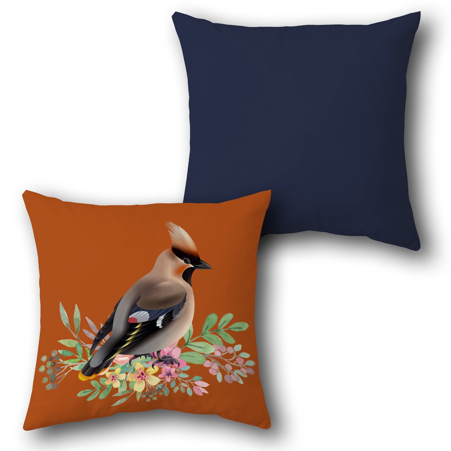 Cedar Waxwing Autumn Bloom     Design Cushion Single (Front & Back)