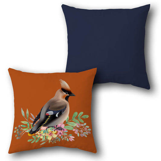Cedar Waxwing Autumn Bloom     Design Cushion Single (Front & Back)