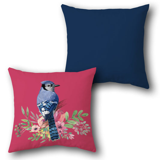 Blue Jay Botanical Art    Design Cushion Single (Front & Back)