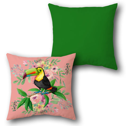 Vibrant Toucan Blossom     Design Cushion Single (Front & Back)