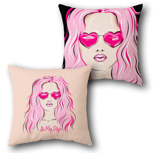 "It’s My Style" Pink Pop Art    Design Cushion Single (Front & Back)