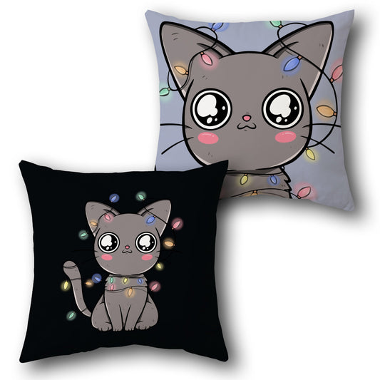 Kawaii Christmas Cat    Design Cushion Single (Front & Back)