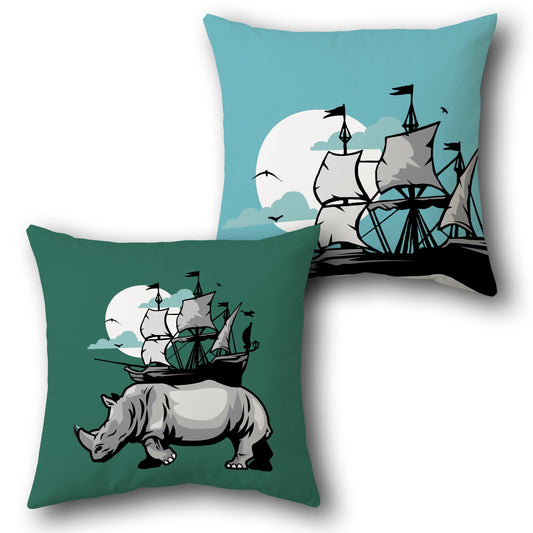 Rhino Ship Fantasy     Design Cushion Single (Front & Back)