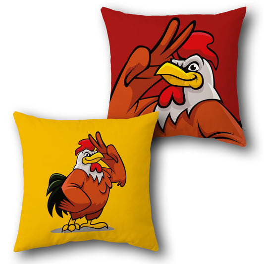 Cool Rooster Pose     Design Cushion Single (Front & Back)