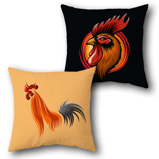 Stylized Rooster Art    Design Cushion Single (Front & Back)