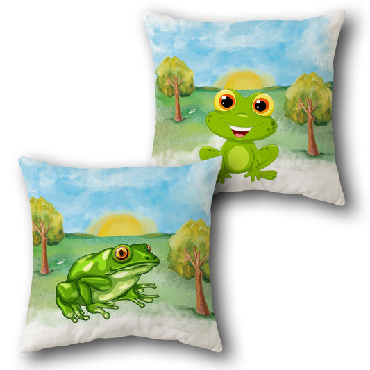 Sunny Day Frogs     Design Cushion Single (Front & Back)