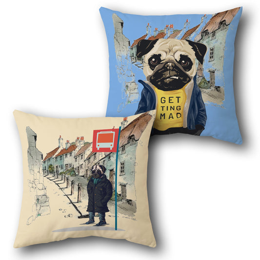 Urban Pug Attitude     Design Cushion Single (Front & Back)