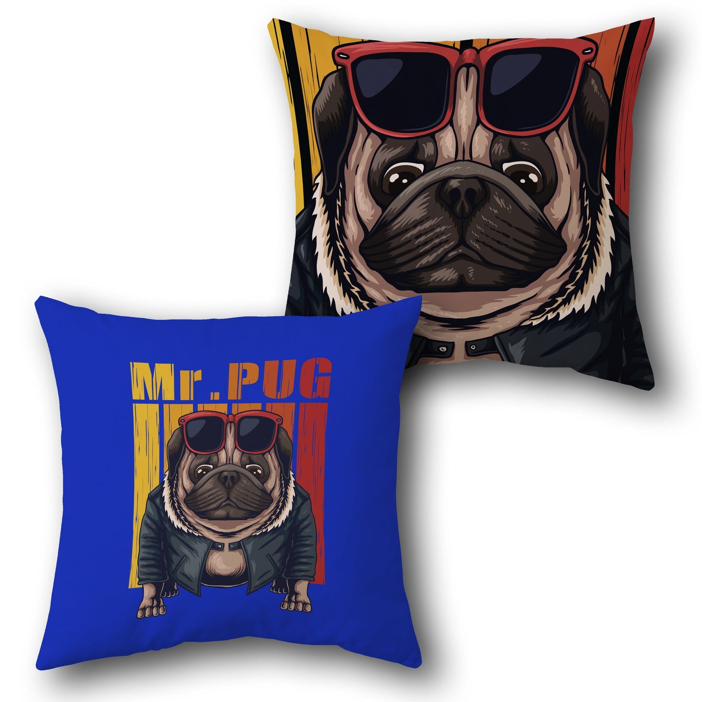 Mr. Pug Cool Vibes     Design Cushion Single (Front & Back)