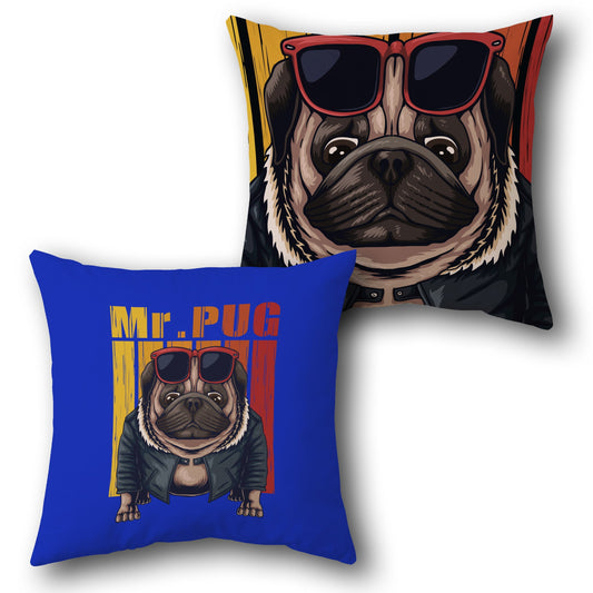 Mr. Pug Cool Vibes     Design Cushion Single (Front & Back)