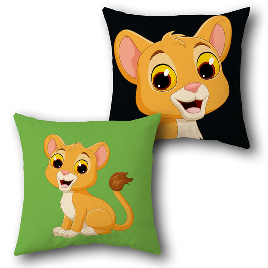 Playful Lion Cub     Design Cushion Single (Front & Back)