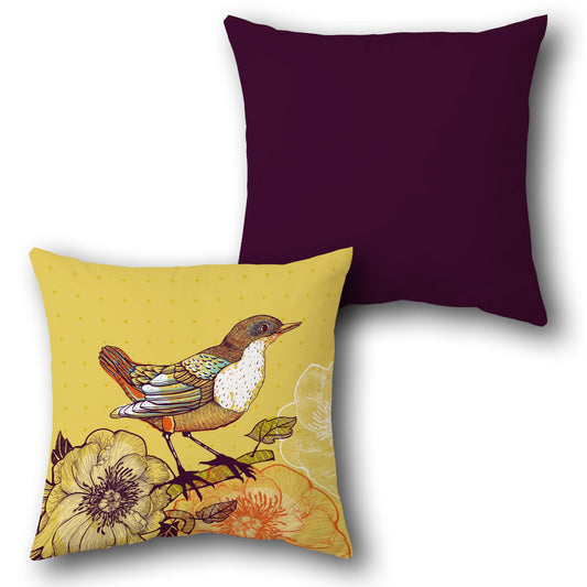 Golden Garden Bird     Design Cushion Single (Front & Back)