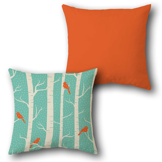 Winter Birch Cardinal     Design Cushion Single (Front & Back)