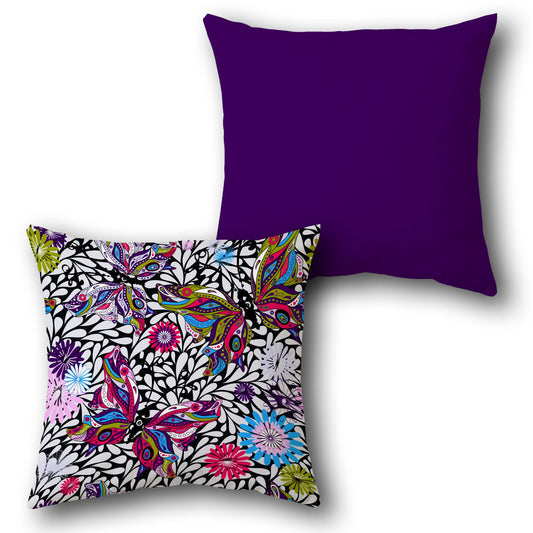 Vibrant Garden Reversible    Design Cushion Single (Front & Back)