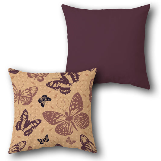 Vintage Butterfly Reversible     Design Cushion Single (Front & Back)