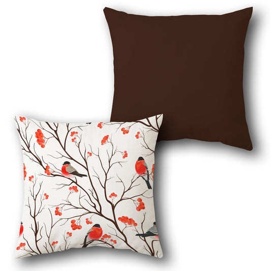 Bullfinch Blossom Reversible     Design Cushion Single (Front & Back)