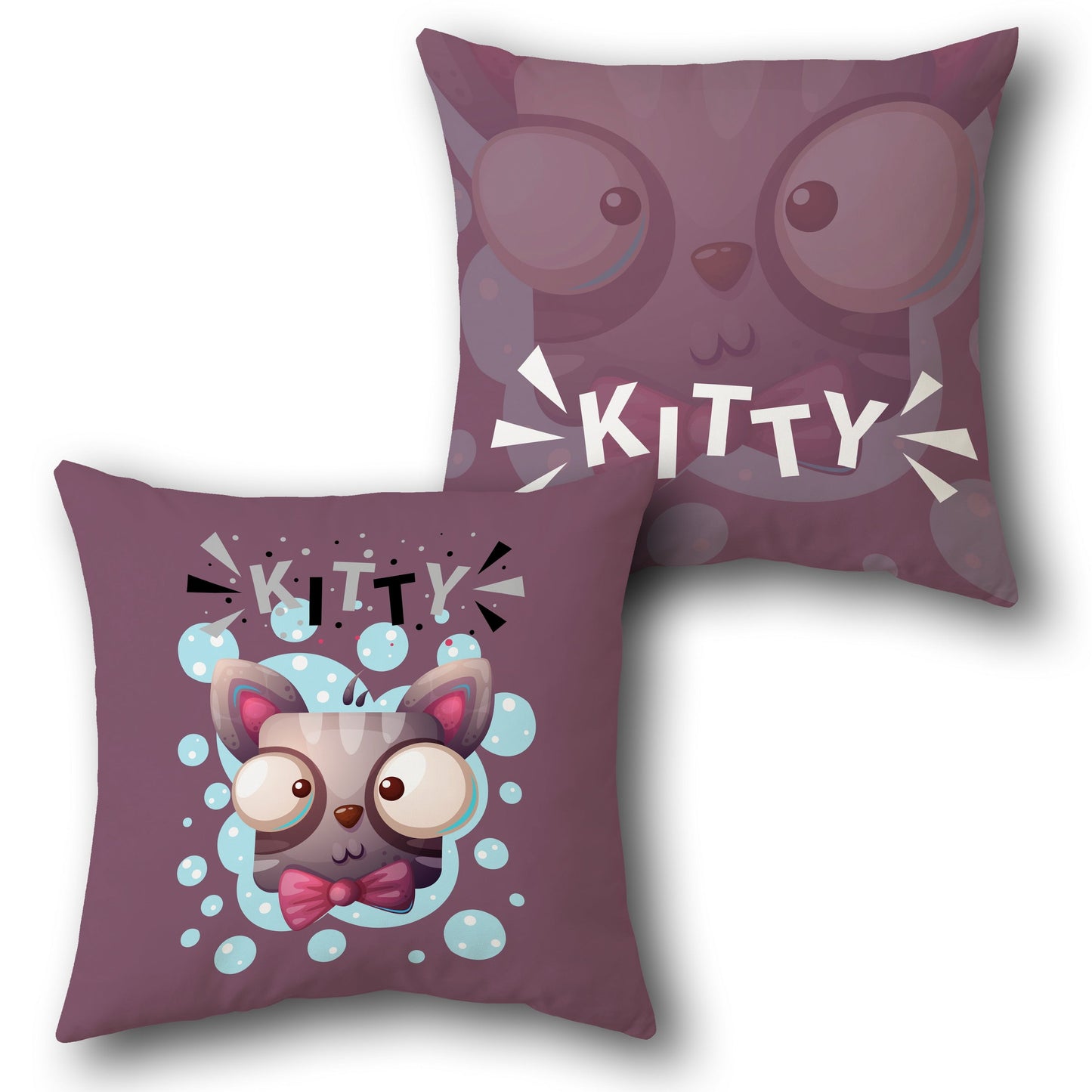 "Kitty Pop!" Cartoon Cat    Design Cushion Single (Front & Back)