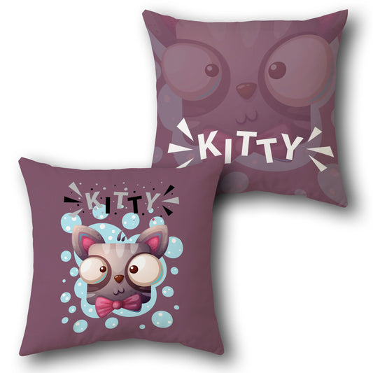 "Kitty Pop!" Cartoon Cat    Design Cushion Single (Front & Back)