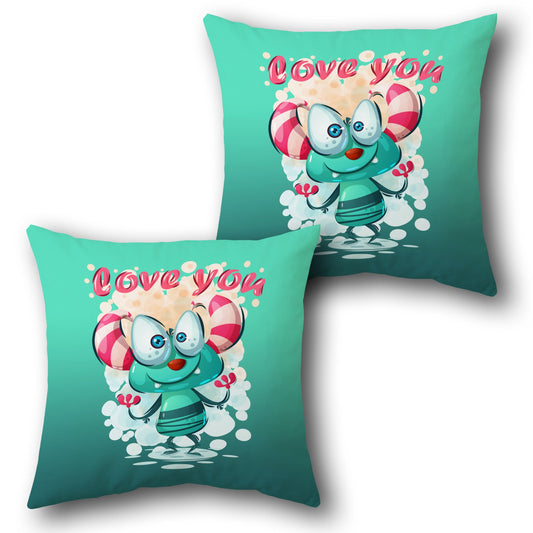 Love You Cartoon Monster     Design Cushion Single (Front & Back)